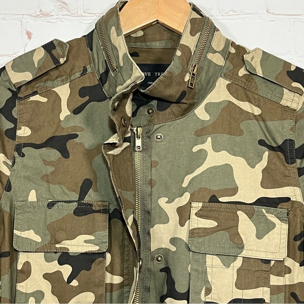 Love Tree Camo Military Jacket Womens Small Full Zip Mock Neck Army Utility - Picture 5 of 14